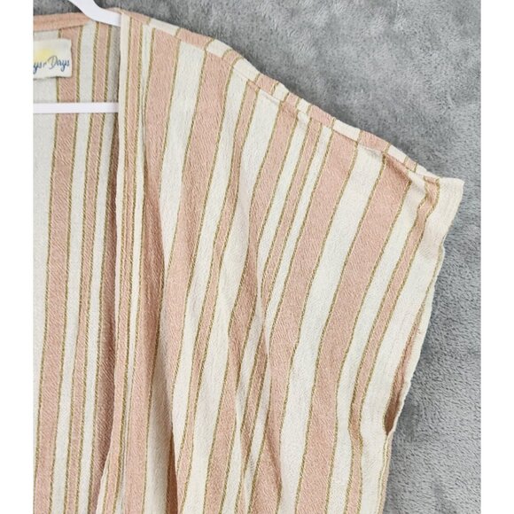 Rays for Days Cardigan Womens One Size Pink White Striped Casual Beach Cover Up - Picture 9 of 10